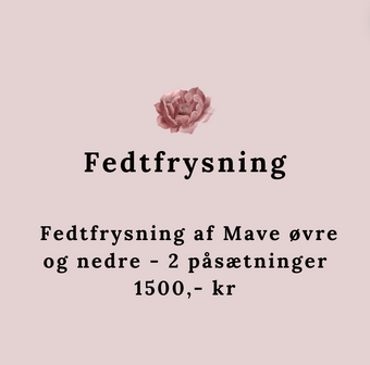 Behandlinger  Fedtfrysning af Mave øvre og nedre - 2 påsætninger 1500,- kr