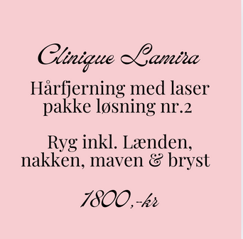 Skønhedsbehandling  Hårfjerning med laser til Mænd Pakke 2  Ryg inkl. Lænden, nakken, maven og bryst